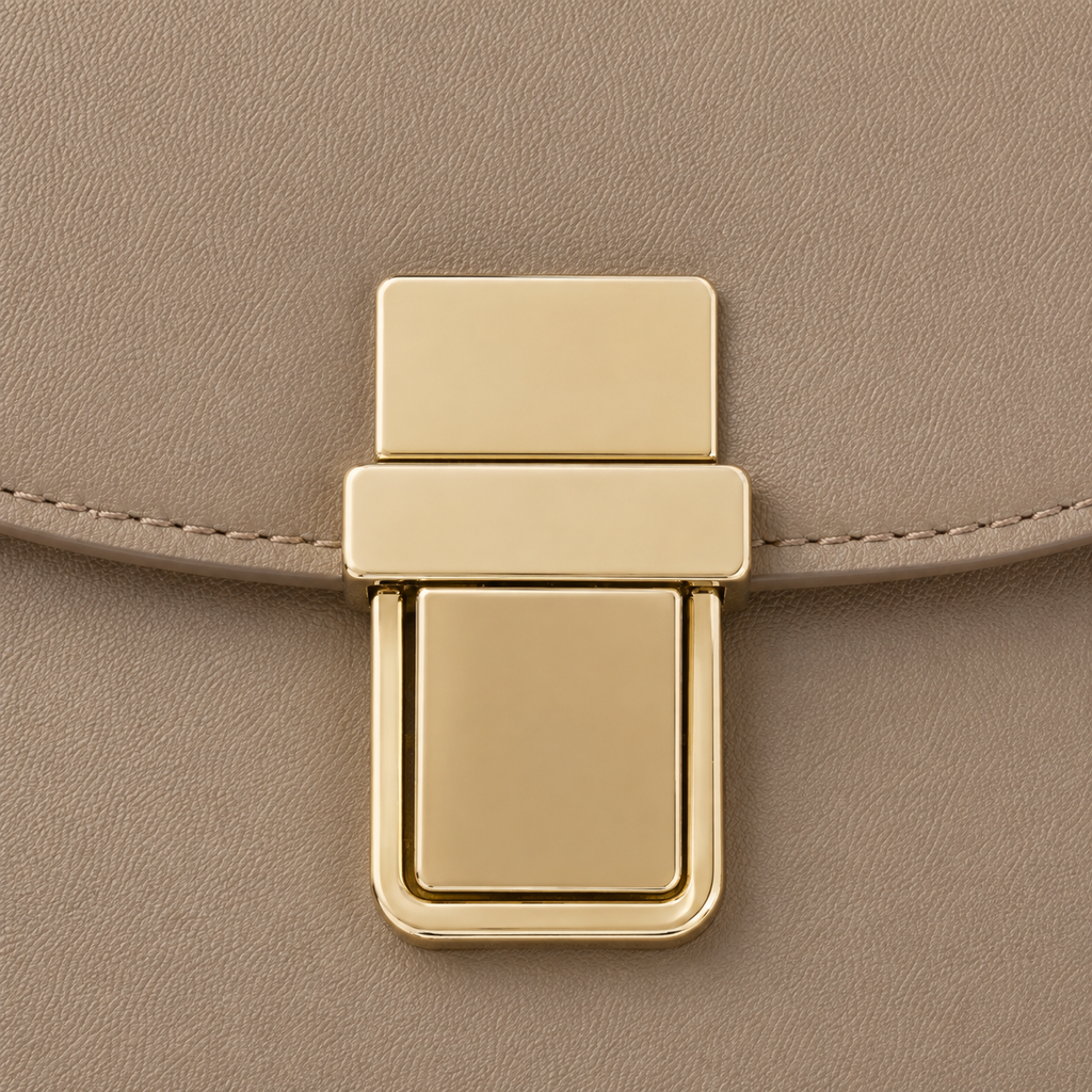 Rectangular Framed Push Lock Bag Clasp