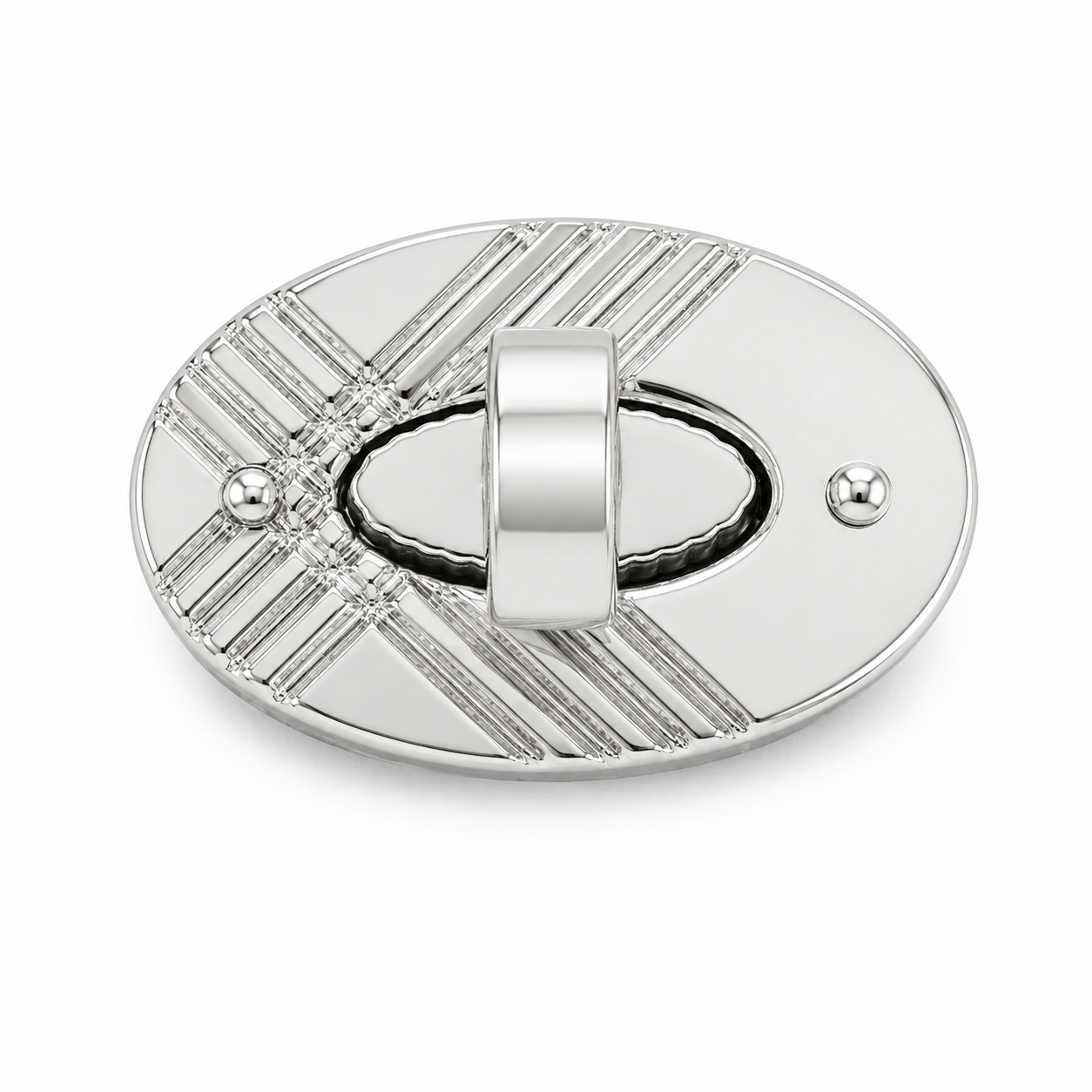 Textured Oval Turn Lock Bag Closure