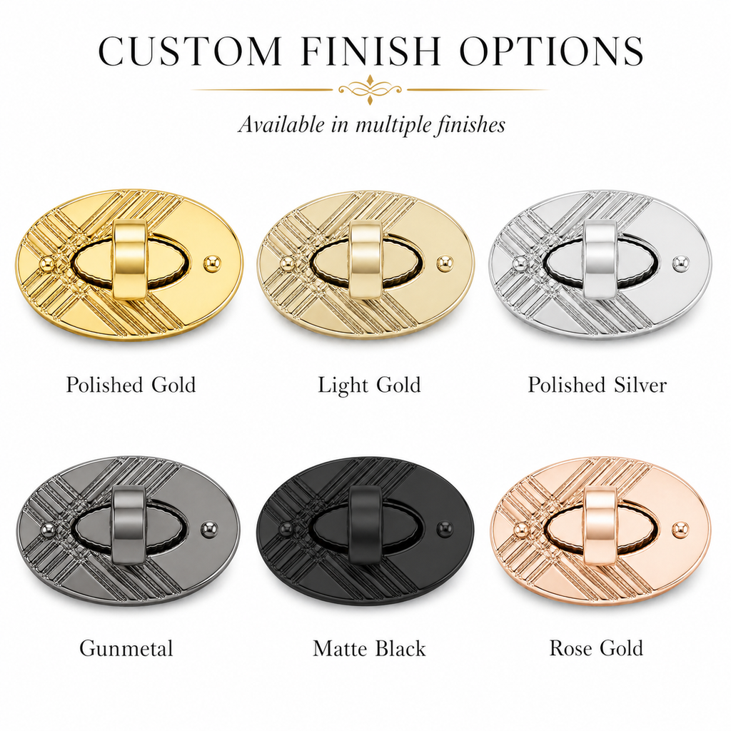 Textured Oval Turn Lock Bag Closure